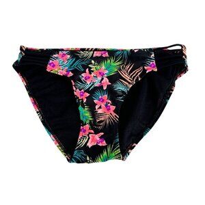 Urbanology Swim Bikini Bottom Women's S Black Pink Palm‎ Print New